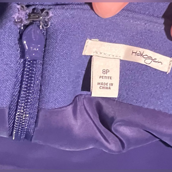 Halogen Women's Lined Pencil Skirt with Back Slit | Sz. 8P in Bright Blue - Picture 9 of 10